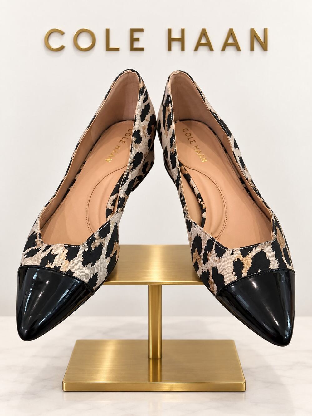 Cole Haan Vanessa Skimmer Leopard Jacquard Cap Toe Flats Women’s 7B